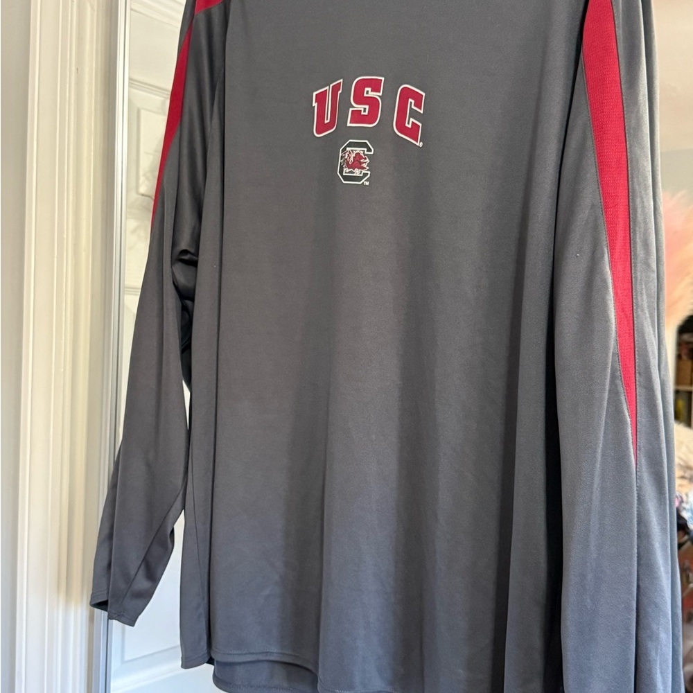 Pro Edge Charcoal and Crimson Long Sleeve College Tee. USC